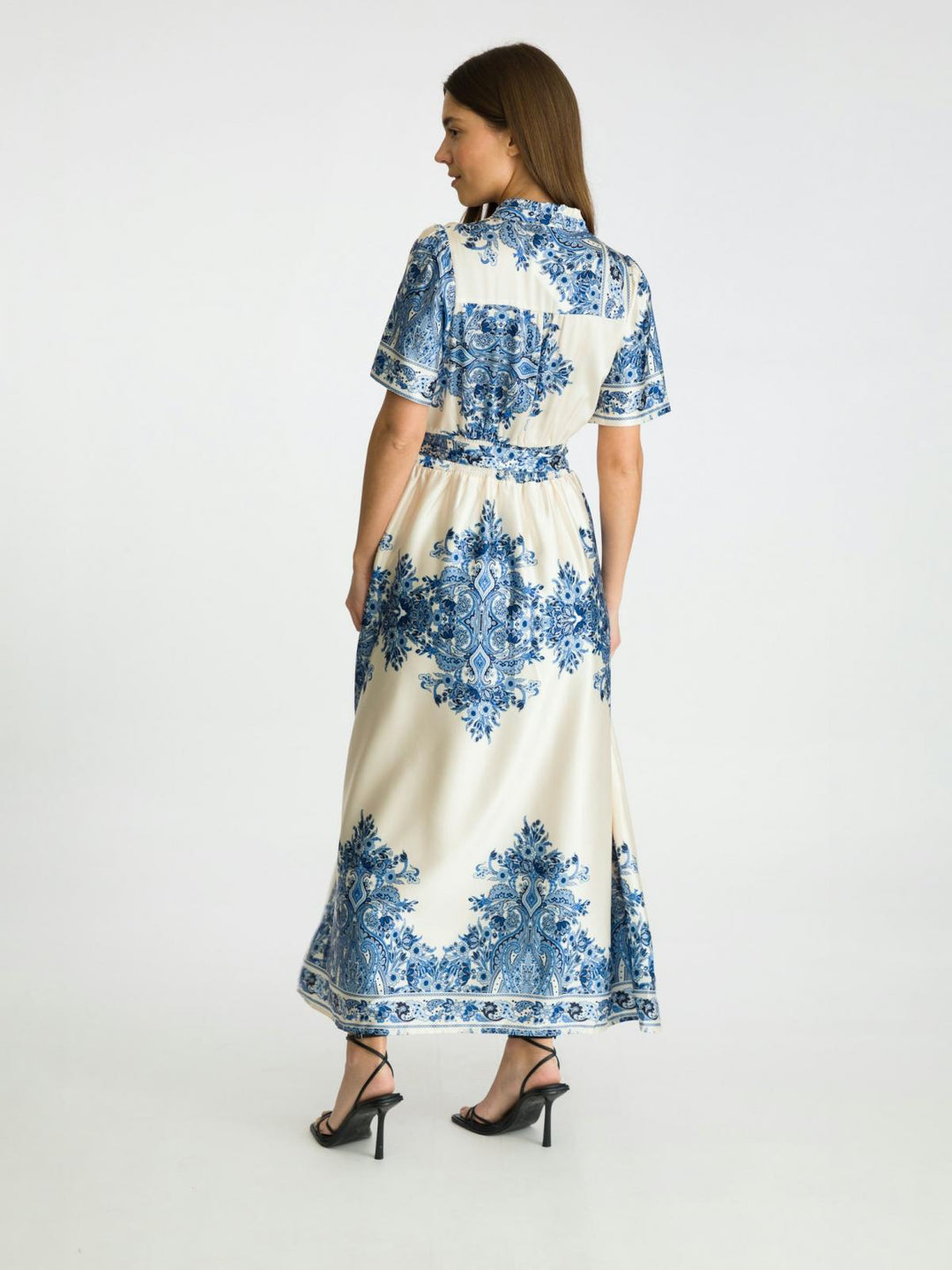 Neo Noir - Noelle Paisley Border Dress - Bright Blue