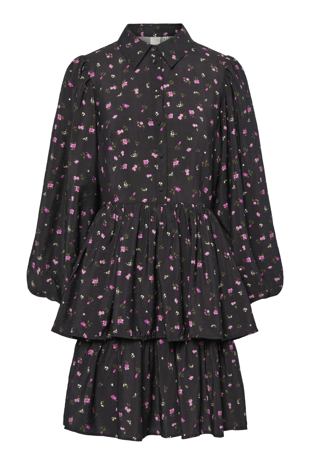 Y.A.S - Yasisa Ls Shirt Dress - 4773116 Black Pink Petita Print