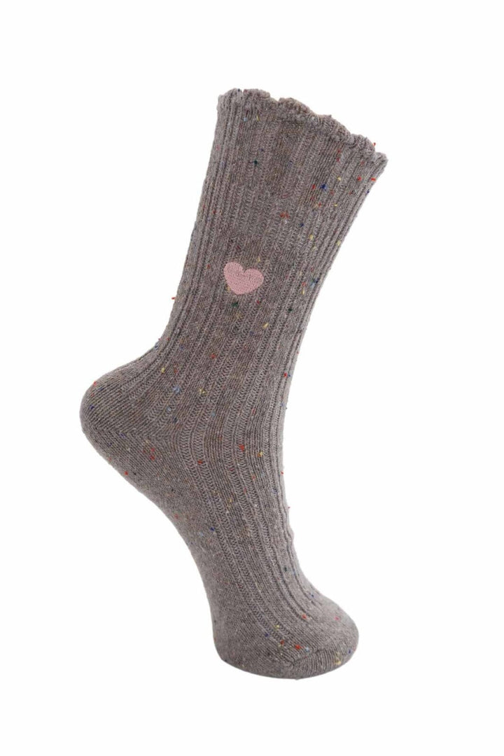 Black Colour - Bccalisa Heart Sock 4324 - Grey