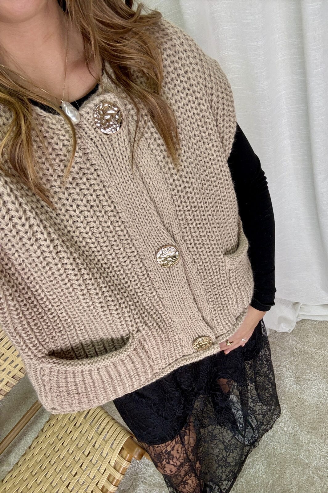 A-bee - Knit Vest 145 - Beige Veste 