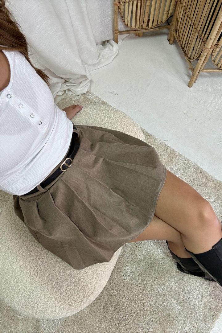 A-bee - Pleated Skirt CAMILLE - Taupe Nederdele 