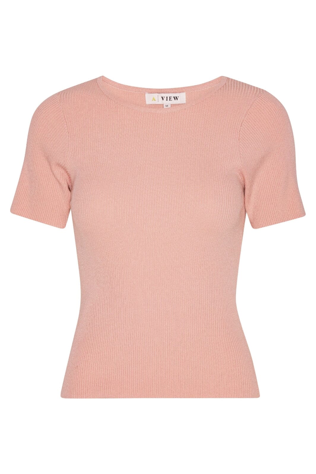 A-View - Rib Knit Short Sleeve Top - 298 Rose T-shirts 