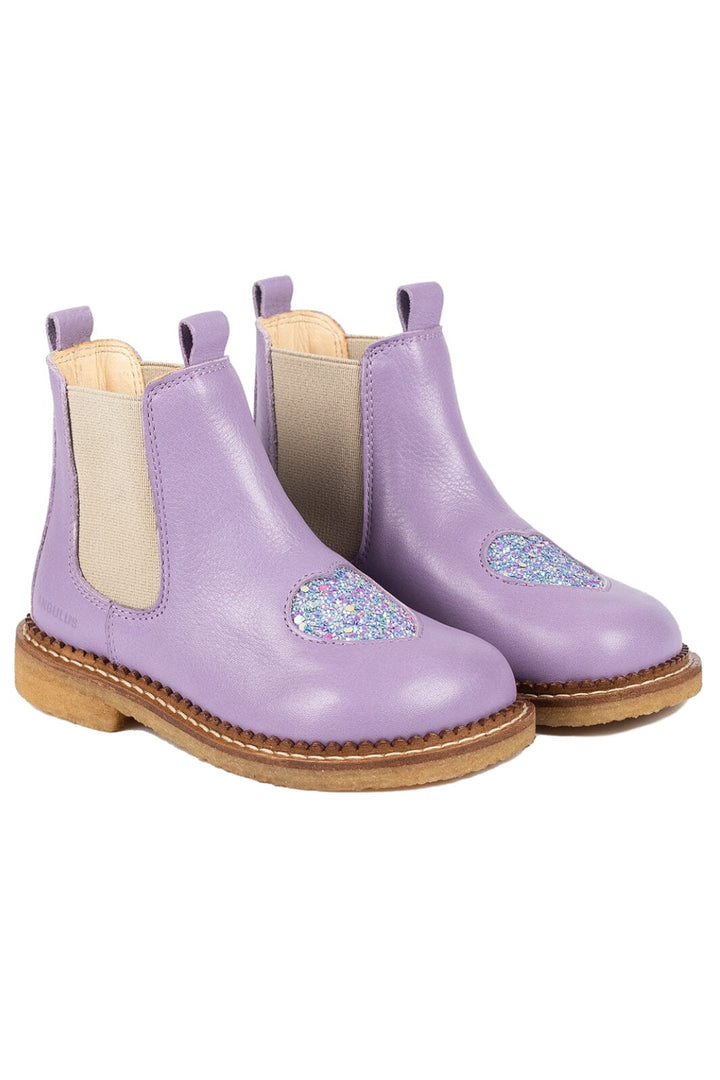 Angulus - Chelsea Støvle med Hjerte - 2720/2753/010 Lilac/Confetti Glitter/Elastic Støvler 