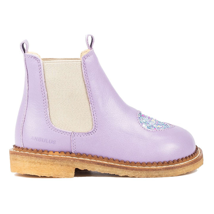 Angulus - Chelsea Støvle med Hjerte - 2720/2753/010 Lilac/Confetti Glitter/Elastic Støvler 