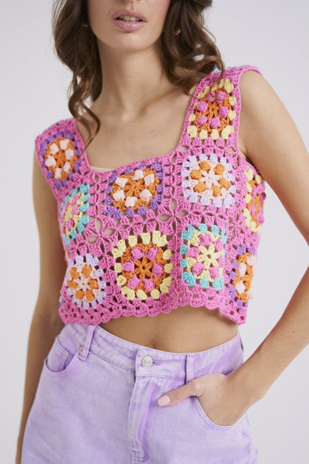 Anobel Copenhagen - Crochet Tank Top Q308 - Pink Toppe 