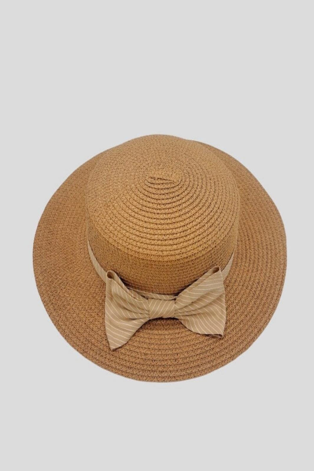 Anobel Copenhagen - Straw Hat With Striped Bow Tie 3cp2085 - Terracotta Hatte 