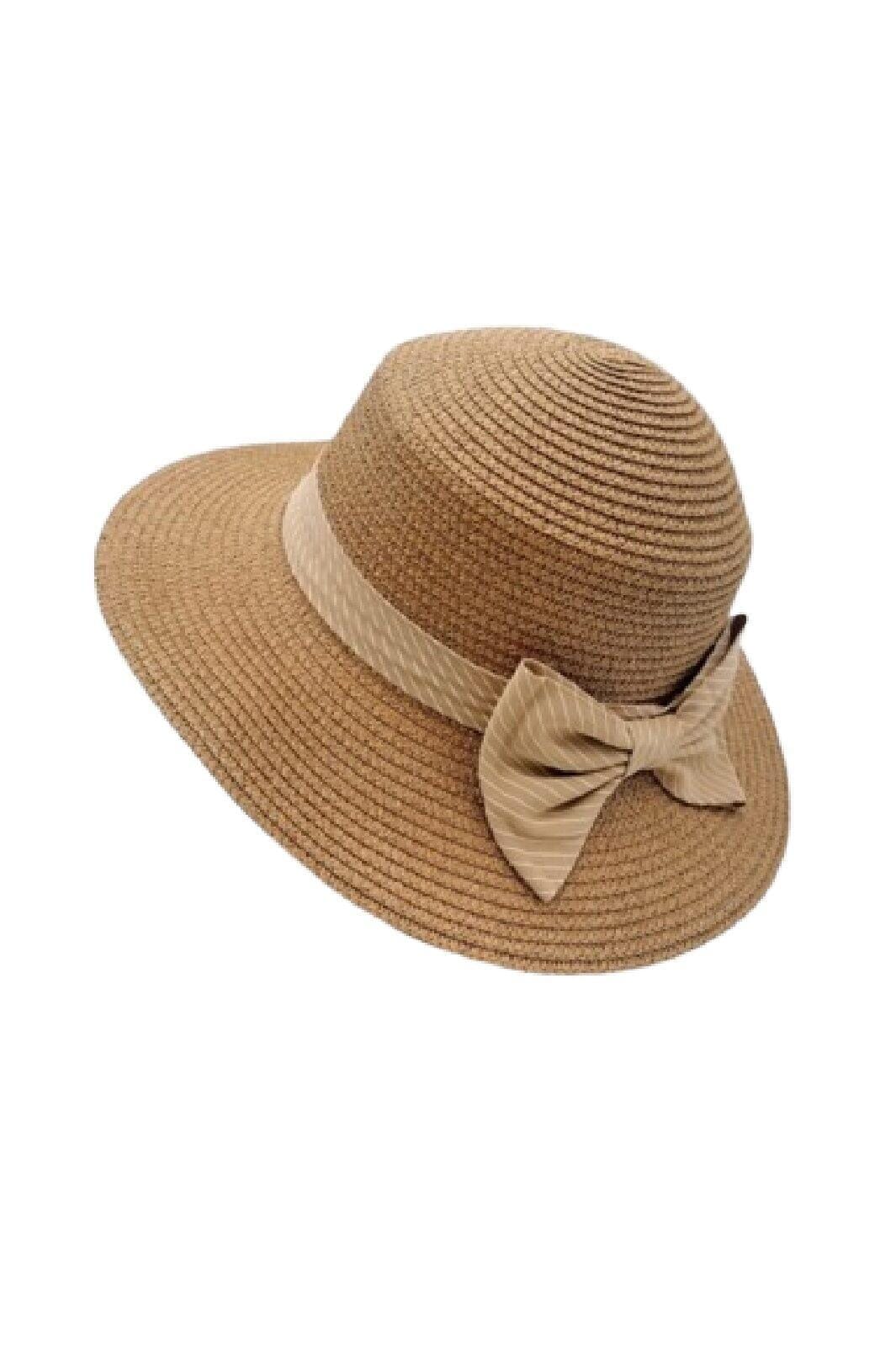 Anobel Copenhagen - Straw Hat With Striped Bow Tie 3cp2085 - Terracotta Hatte 