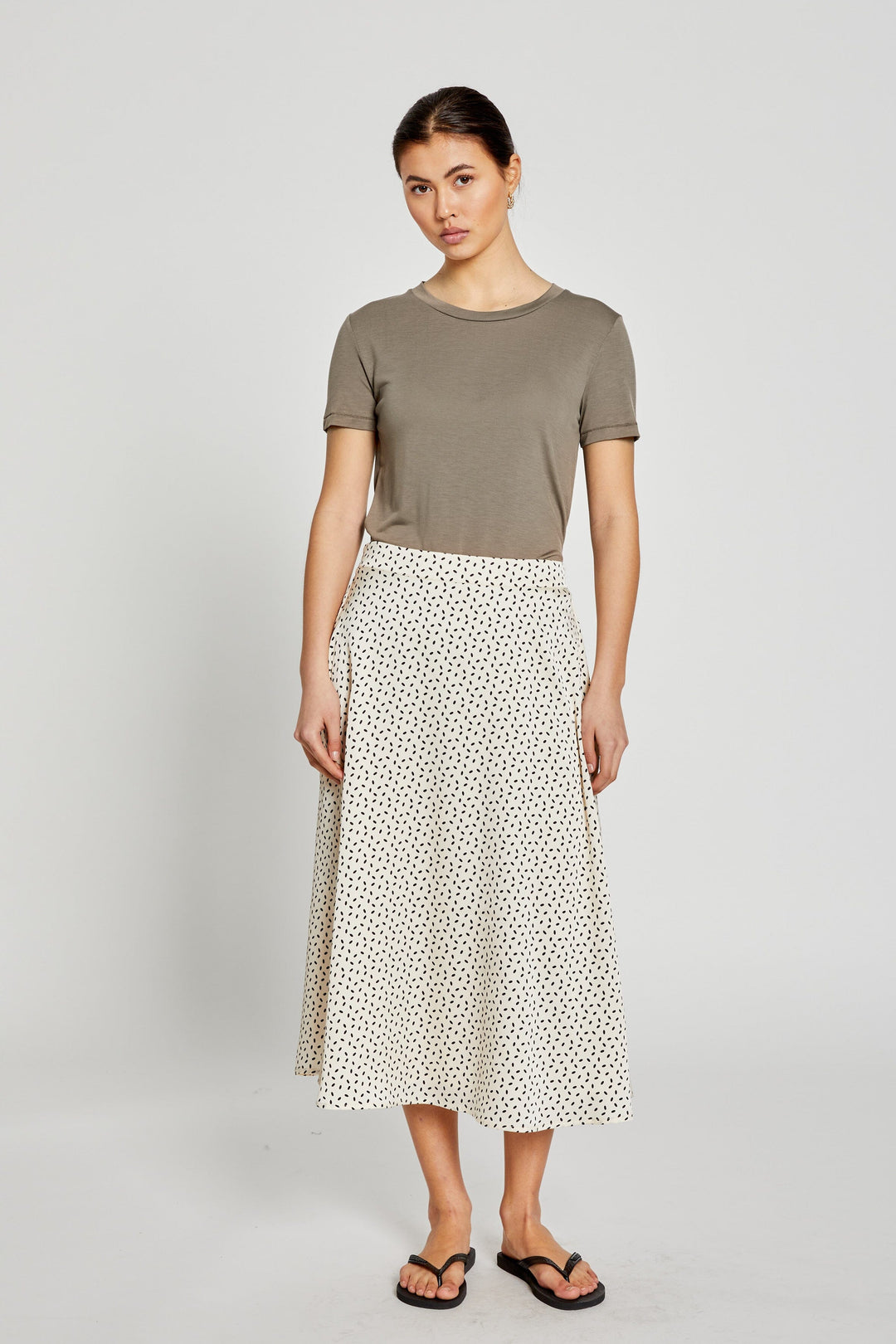 Bruuns Bazaar - AcaciaBBAmattas skirt - Cream/black dot print Nederdele 