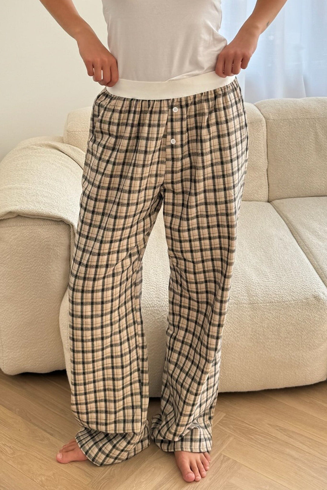 BYIC - Mayaic Pants - bbc Beige Black Checks Bukser 