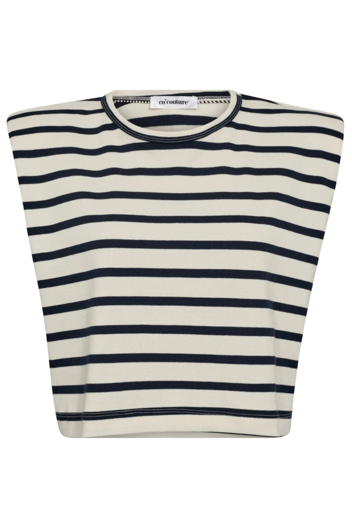 Co´couture - Classiccc Stripe Ed Crop Tee 33076 - 11 Off White T-shirts 