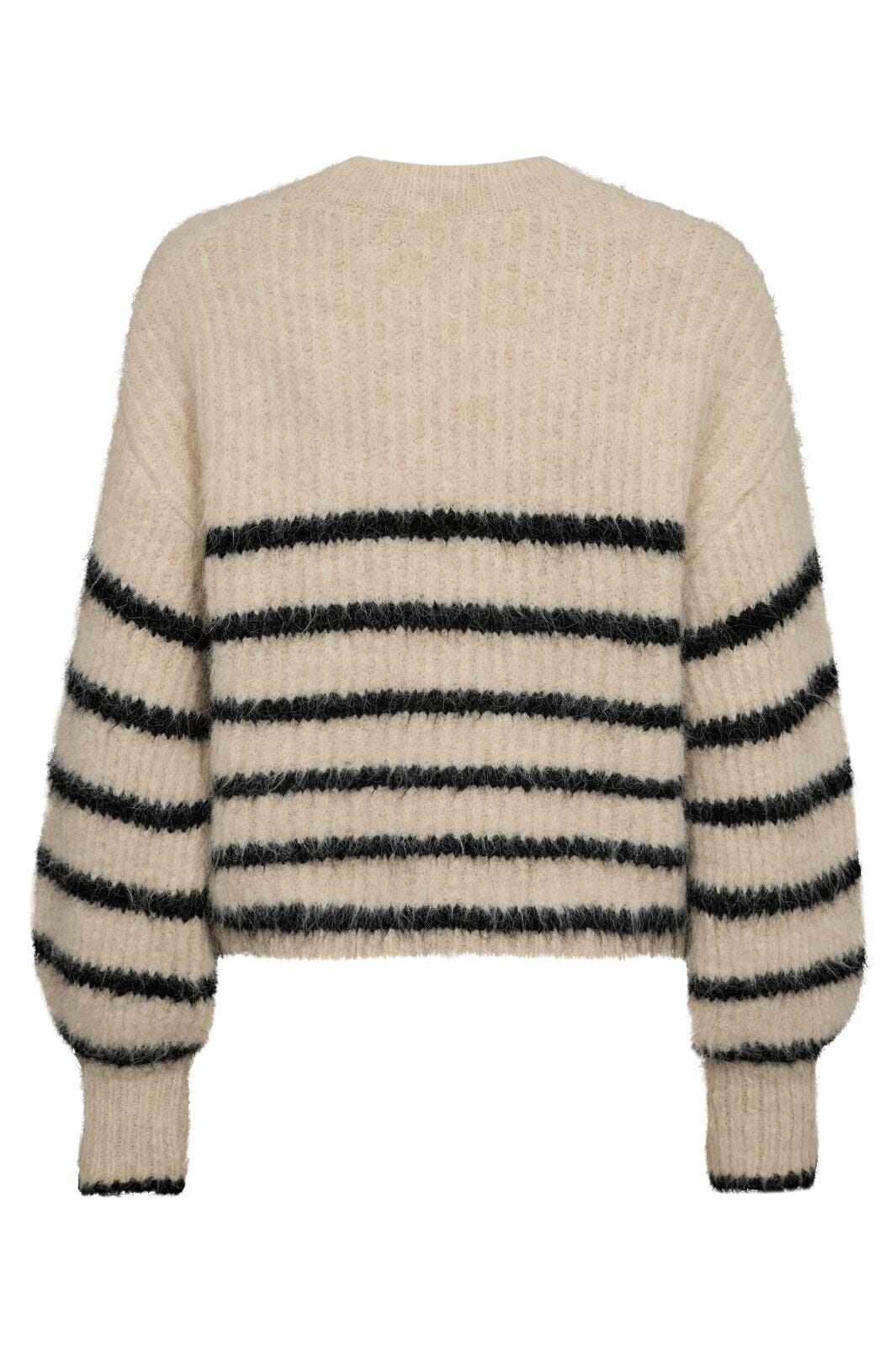 Co´couture - Coraliecc Crop Stripe O-Knit 32156 - 19996 Boneblack Strikbluser 