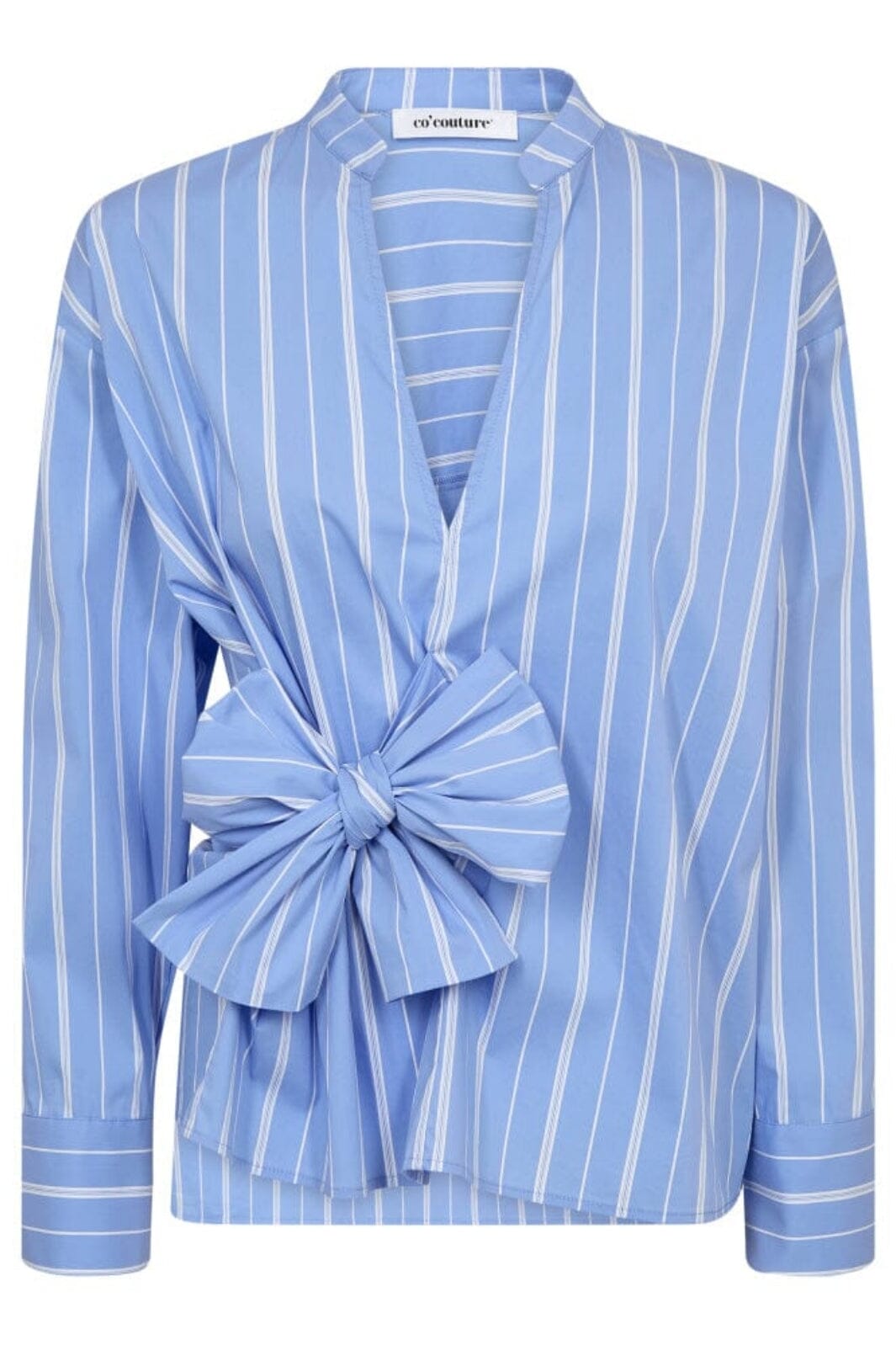 Co´Couture - Shiracc Stripe Bow V-Blouse 35706 - 23 Pale Blue Bluser 