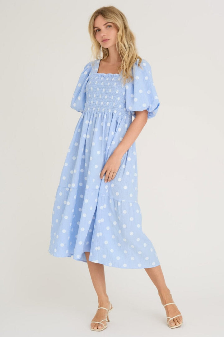 A-View - Cheri Dot Dress - 091 Blue/White