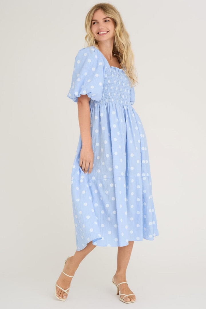 A-View - Cheri Dot Dress - 091 Blue/White