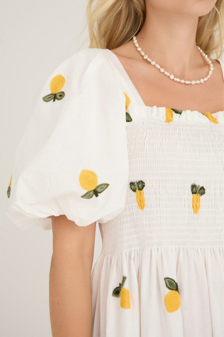 A-View - Cheri Fruit Dress - 200 White/Yellow