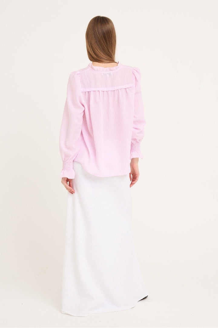 A-View - Sonja Frill Blouse - 104 Pink/White