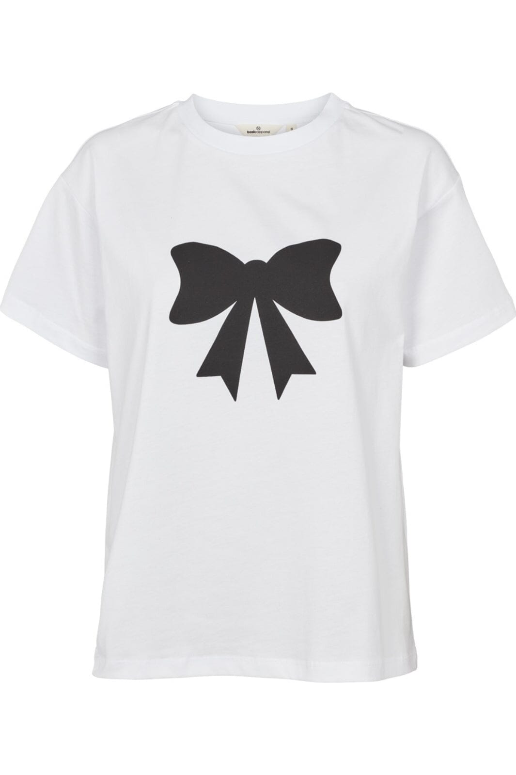 Forudbestilling - Basic Apparel - Rikke Bow Tee BA118-24 - 745 White W. Black Print T-shirts 