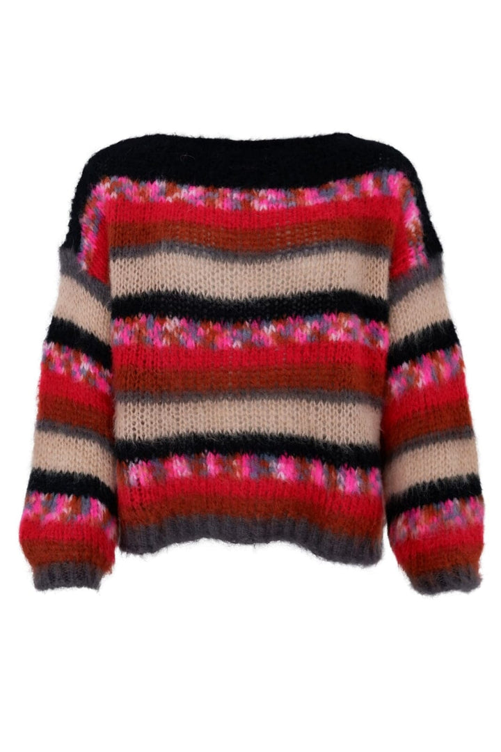 Black Colour - Bccasey Multi Striped Jumper 1195 - Berry