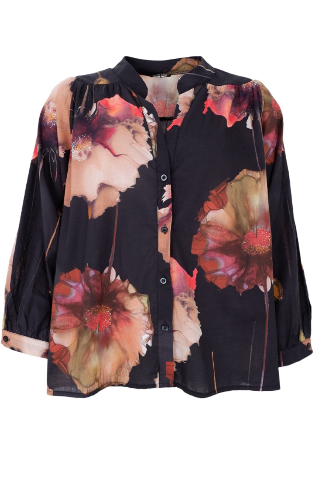 Forudbestilling - Black Colour - Bcceline Blouse 40732 - Black Flower Bluser 