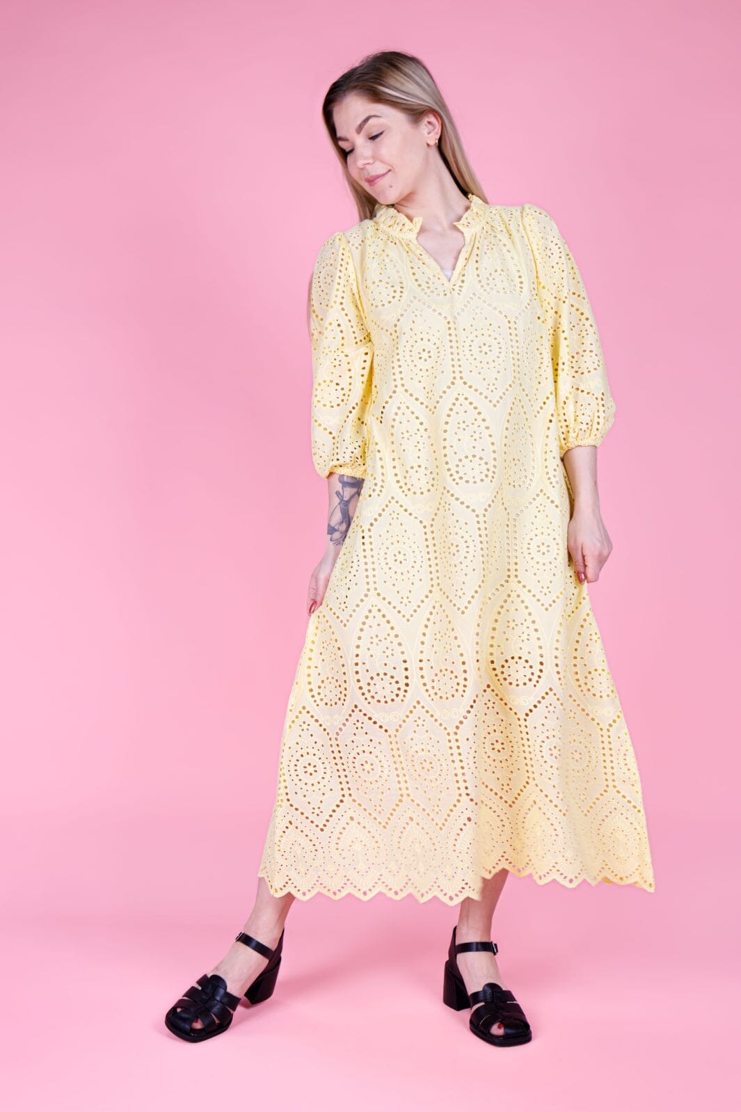 Forudbestilling - Black Colour - Bcelva Dress - Pastel Yellow Kjoler 