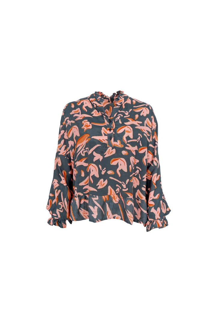 Black Colour - Bcluna Ruffle Blouse - Peony Coral