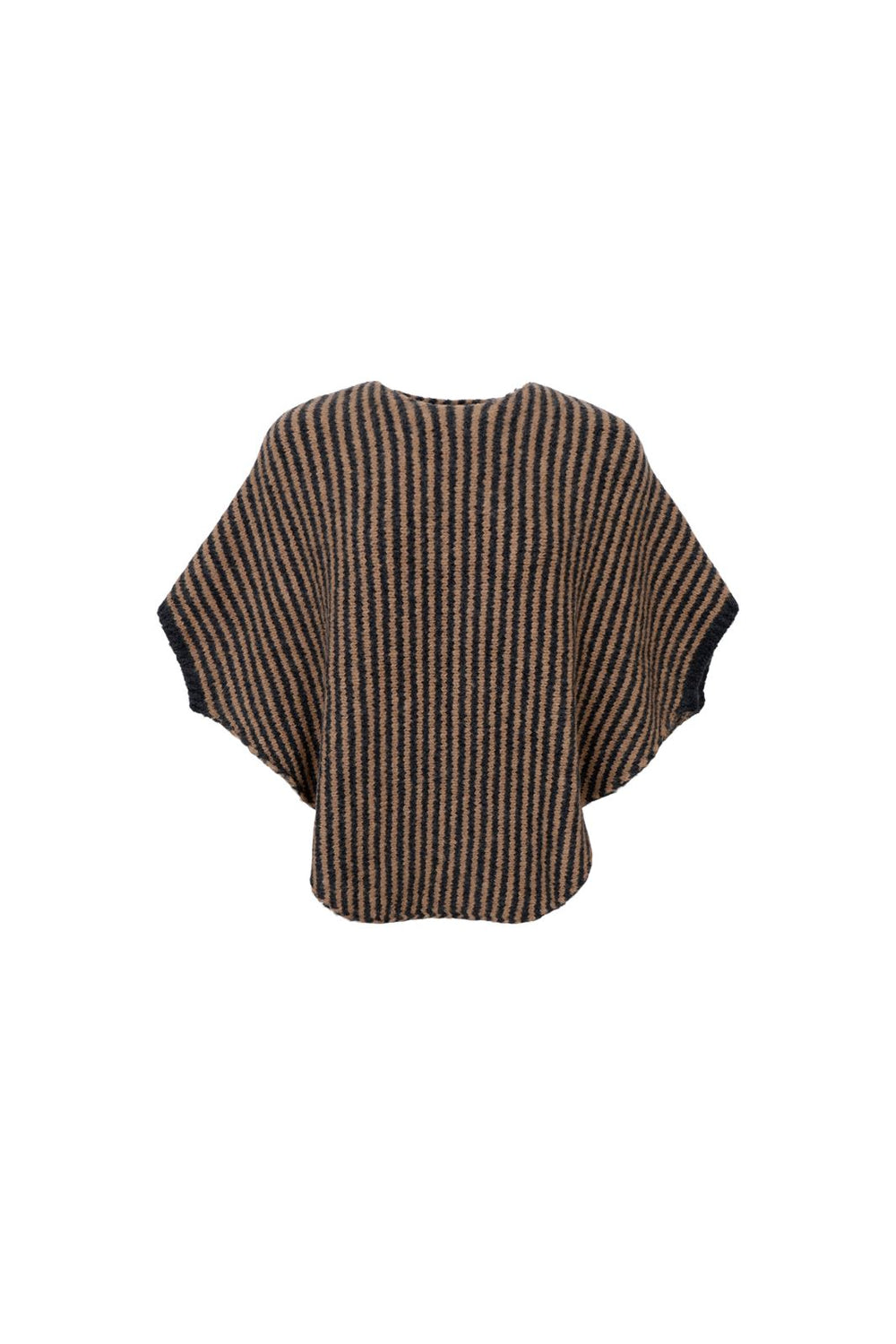 Black Colour - Bcpella Stripe Poncho - Latte/ Dk. Grey