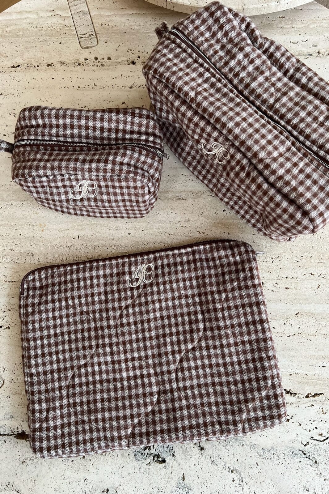 BYIC - Emilieic Mini Cosmetic Bag A23769 - Brownc - Brown Checks