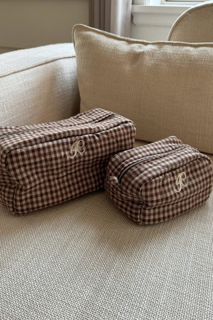 BYIC - Emilieic Mini Cosmetic Bag A23769 - Brownc - Brown Checks