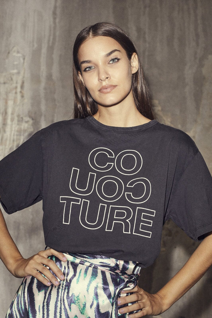 Forudbestilling - Co´couture - Acidcc Outline Oversize Tee 33058 - 96 Black T-shirts 