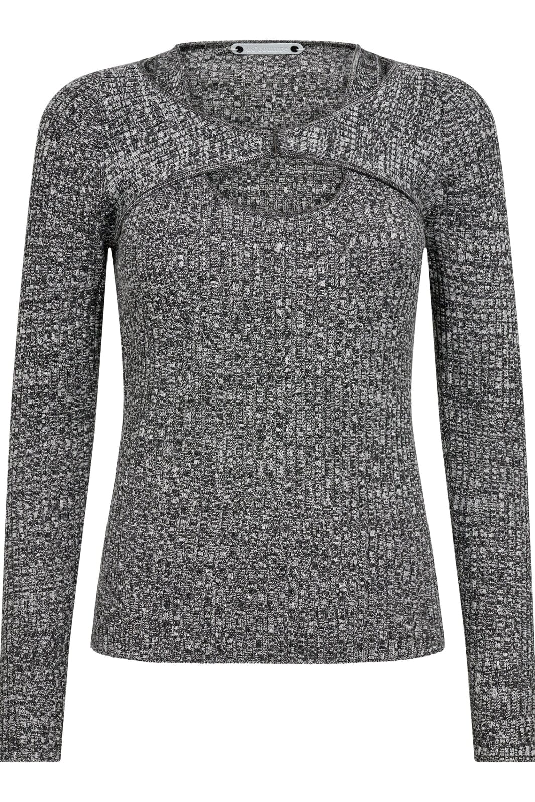 Forudbestilling - Co´couture - Baducc Melange Cut Out Knit - 155 Black Melange Bluser 