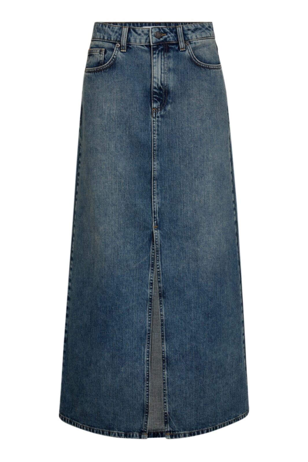 Forudbestilling - Co´couture - Darincc Long Slit Skirt 34148 - 552 Denim Blue Nederdele 