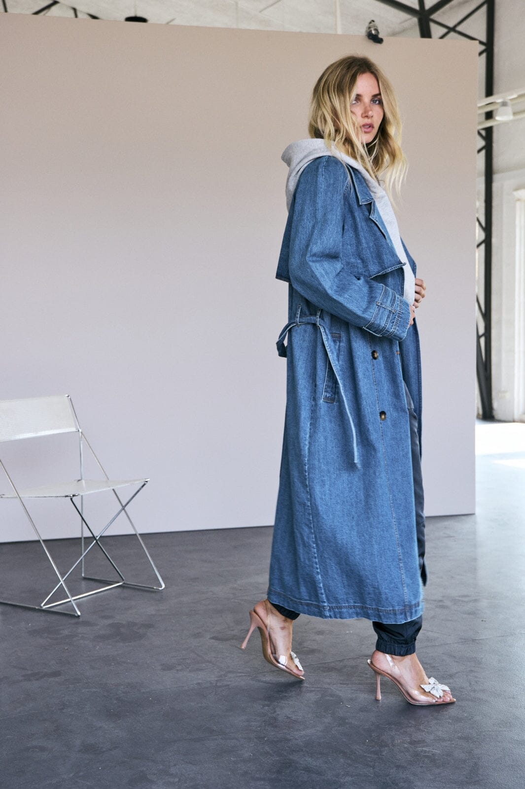 Forudbestilling - Co´couture - Delinacc Denim Trench Coat 30269 - 555 Dark Denim