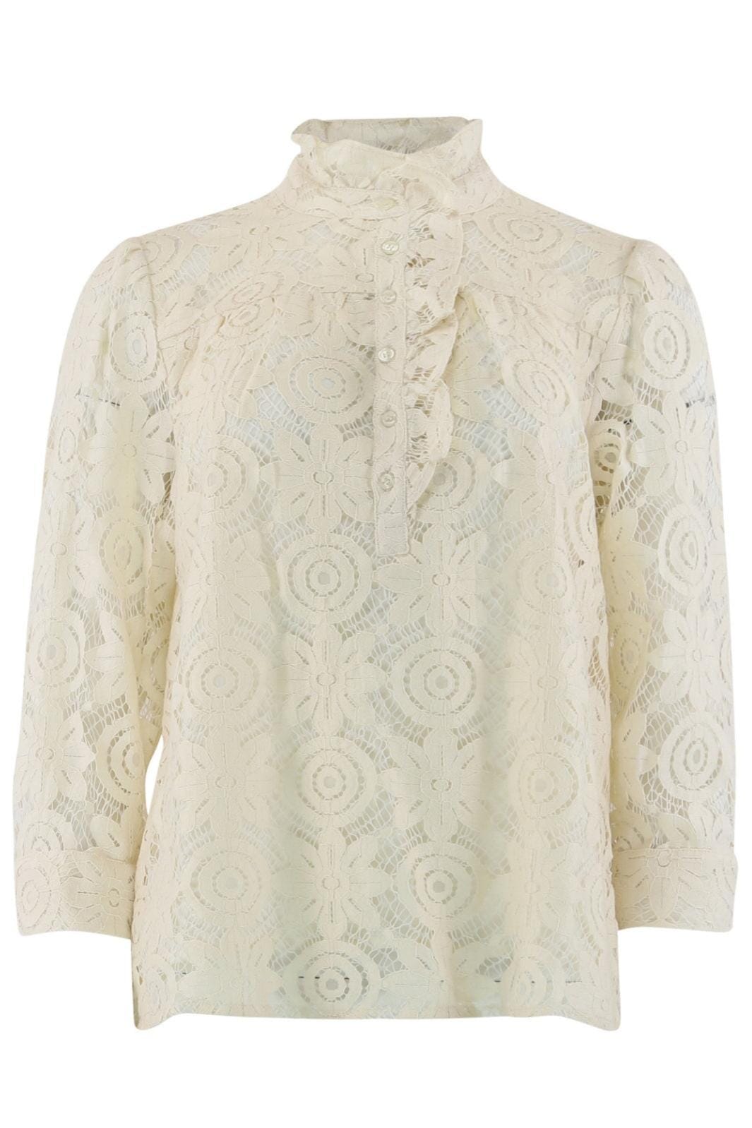 Forudbestilling - Continue - Arianna Lace L/S - Off White Bluser 