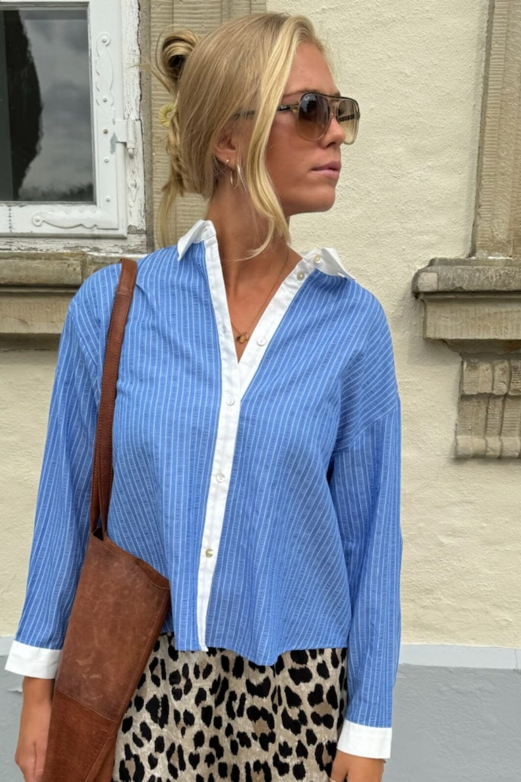 Forudbestilling - Continue - Mary Shirt Stripe - Blue Stripe White Contrast Skjorter 