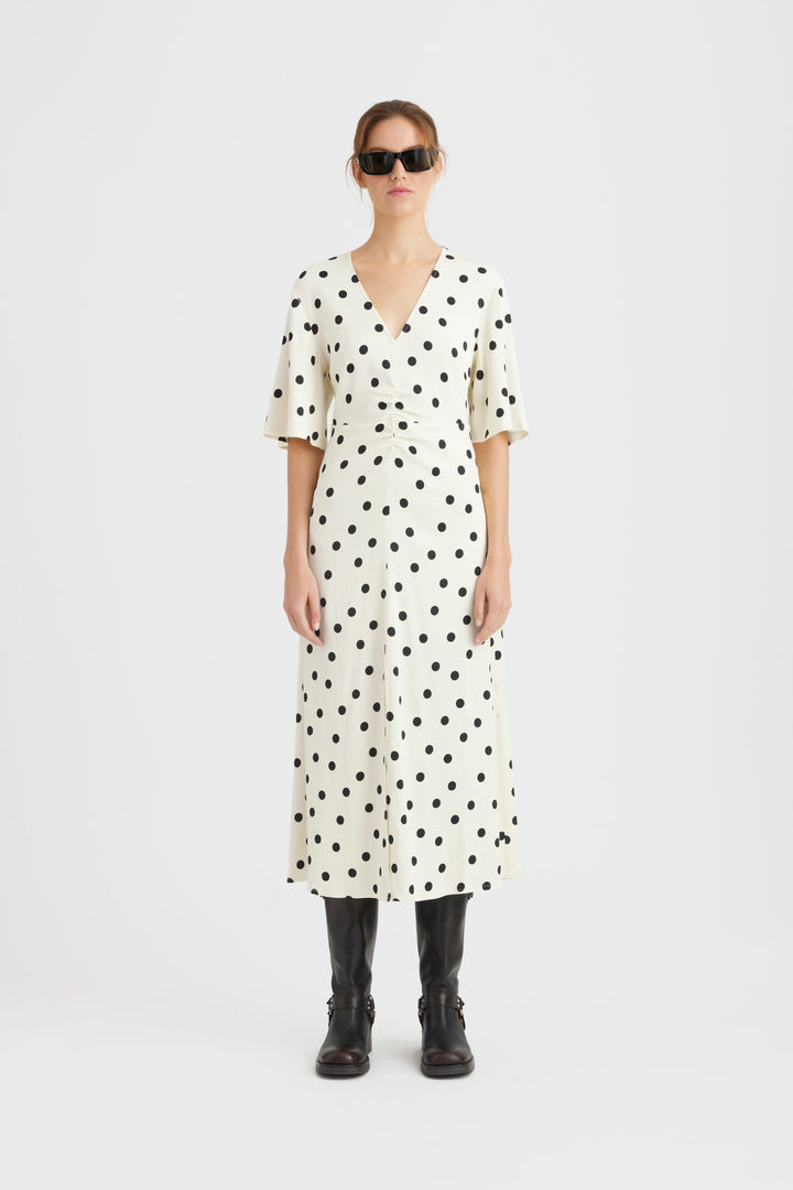 Forudbestilling - Gestuz - DottiaGZ P midi dress - Afterglow with black dot Kjoler 