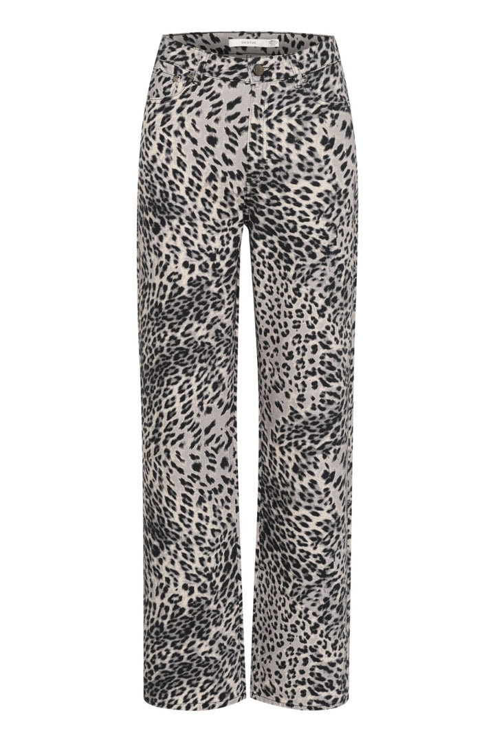 Forudbestilling - Gestuz - Gzleora Wide Jeans 10910300 - 107696 Grey Leopard Jeans 