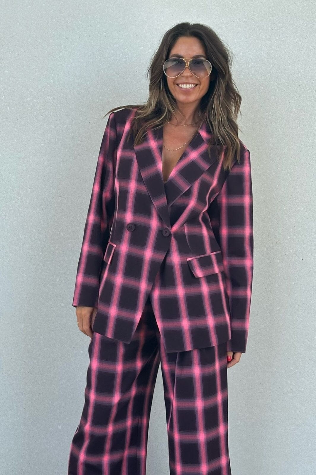 Forudbestilling - Gossia - Jo-Jogo Pants - Bourgogne Pink Checks Bukser 