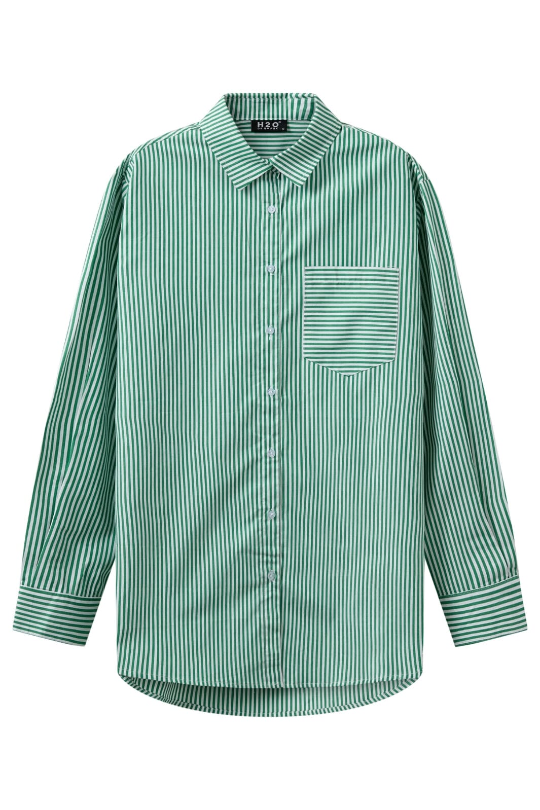 H2O - Rønne Essential Pajamas Shirt L/S 101018 - 7040 - Green/White