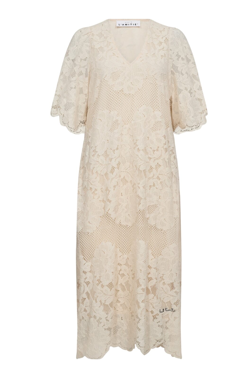 Forudbestilling - Haute L'Amitié - Curvey Lace Hem Dress HL10009 - Pearl