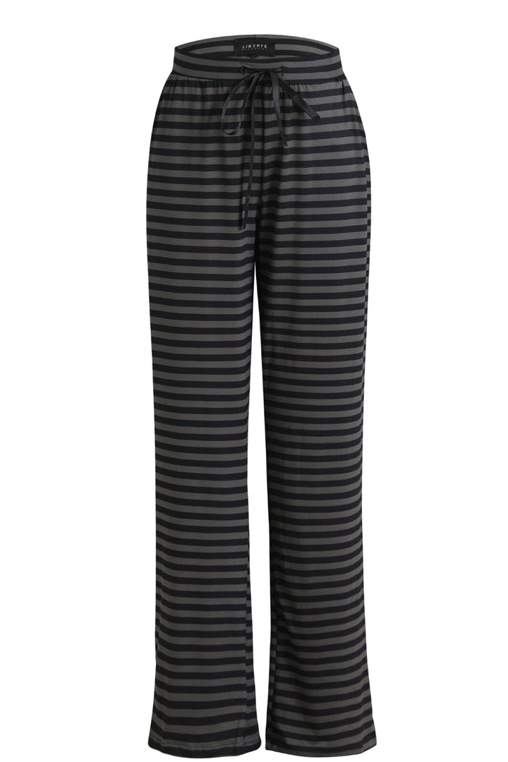 Forudbestilling - Liberte - Alma-Wide-Pants - Dark Grey Black Stripe Bukser 