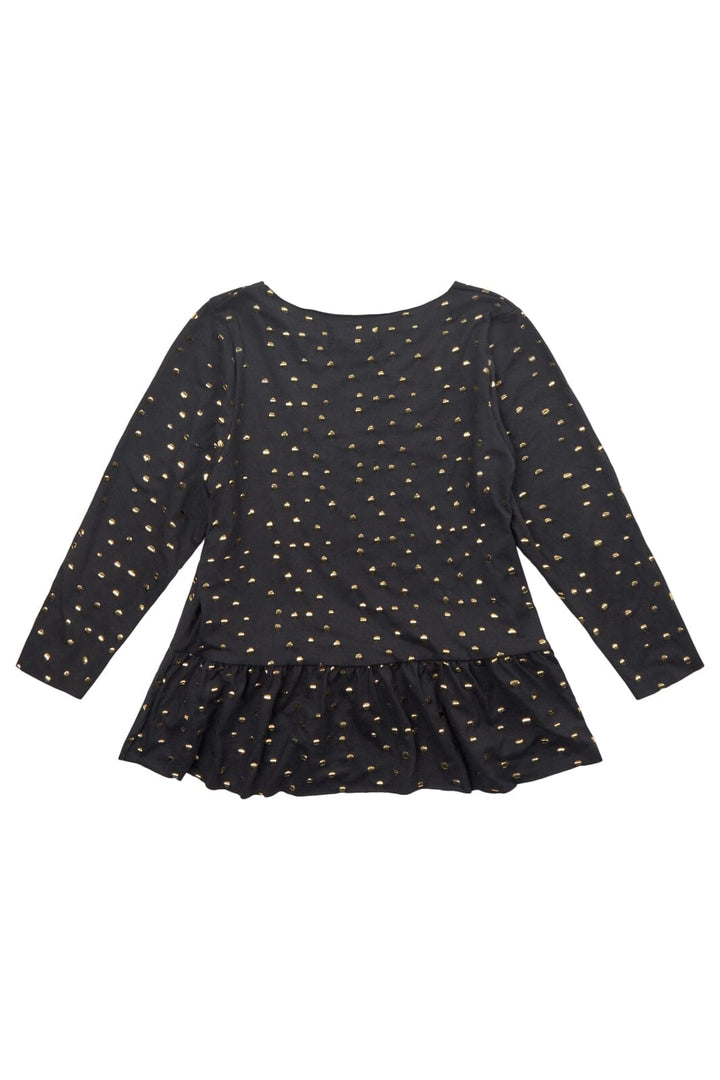 Forudbestilling - Liberté Ami - Alma-Ls-Frill-Tshirt (Kids) - Black Gold Dot 2 Bluser 