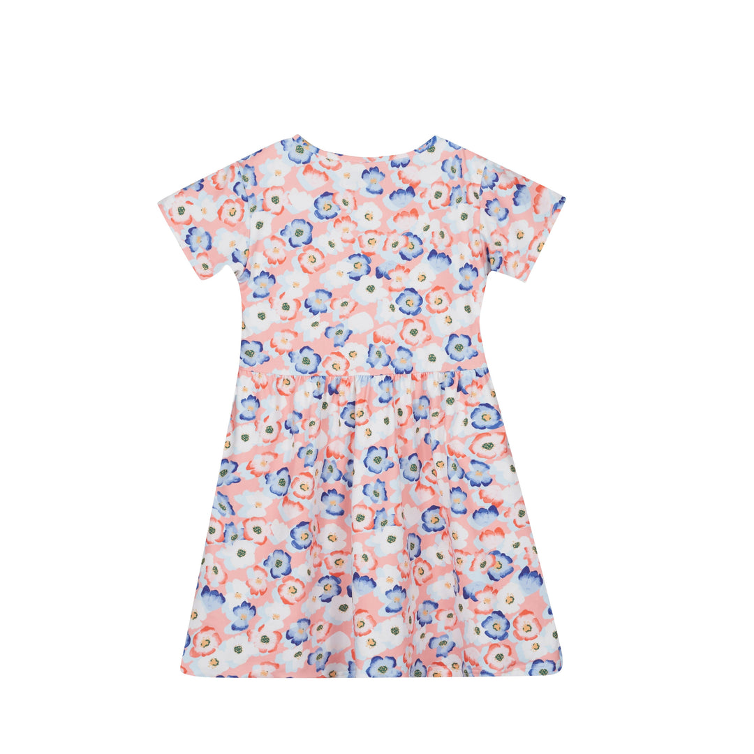 Forudbestilling - Liberte Ami - Alma-Ss-Babydoll-Dress (Kids) - Peachy Blue Flower Kjoler 