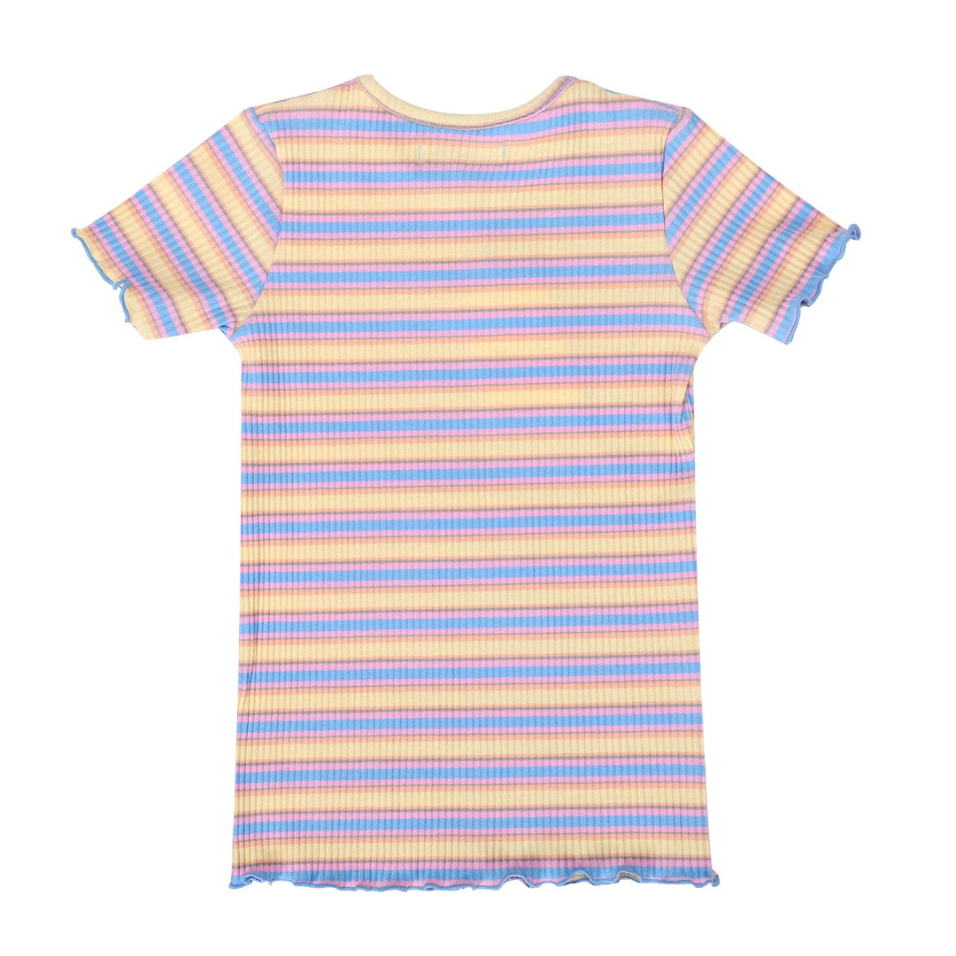 Forudbestilling - Liberte Ami - Natalia-Ss-Blouse-Kids - Yellow Rose Blue Stripe Bluser 