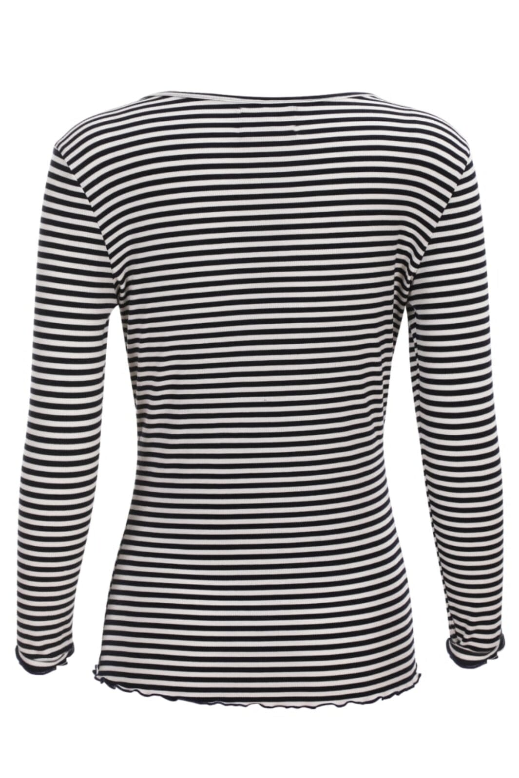 Forudbestilling - Liberte - Natalia Ls Round Neck Blouse - Black Creme Small Stripe Bluser 