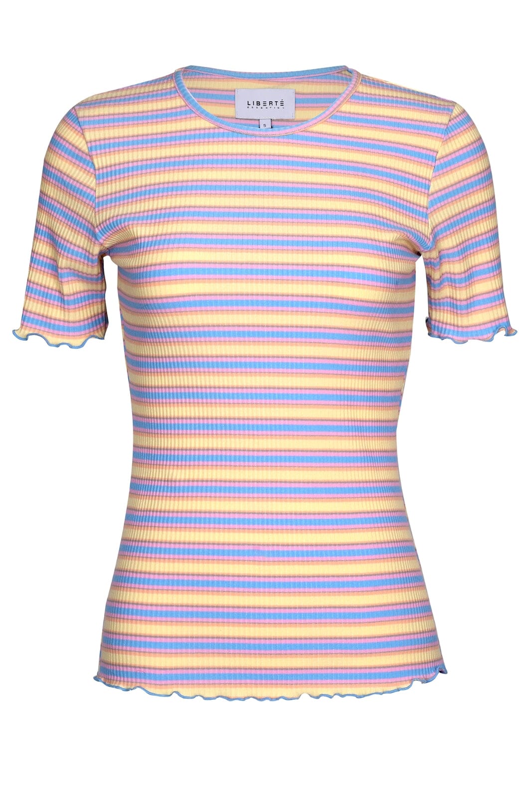 Forudbestilling - Liberte - Natalia-Ss-Blouse - Yellow Rose Blue Stripe Bluser 