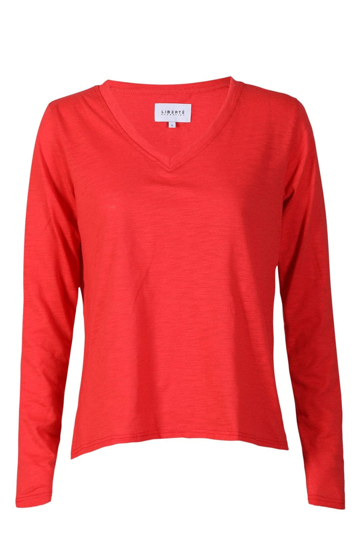 Liberte - Ulla-Ls-Vneck-Tshirt 22159 - Red