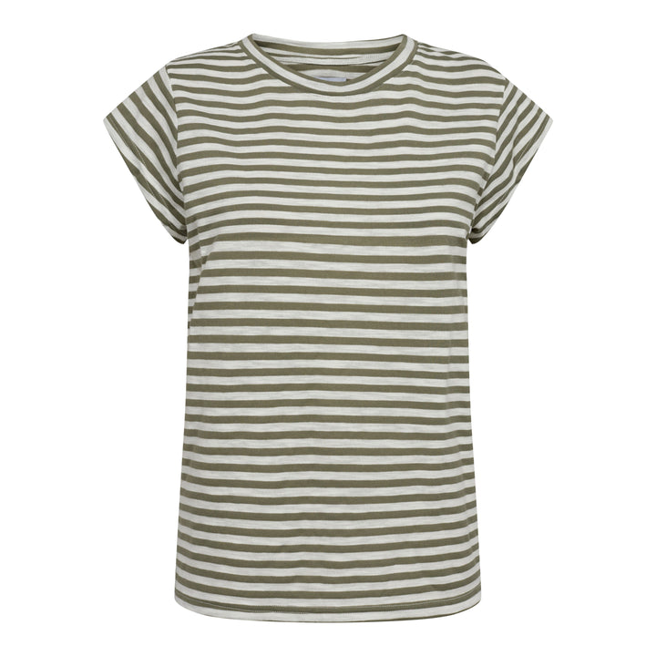 Forudbestilling - Liberte - Ulla-Stripe-Tshirt - Army White Stripe T-shirts 