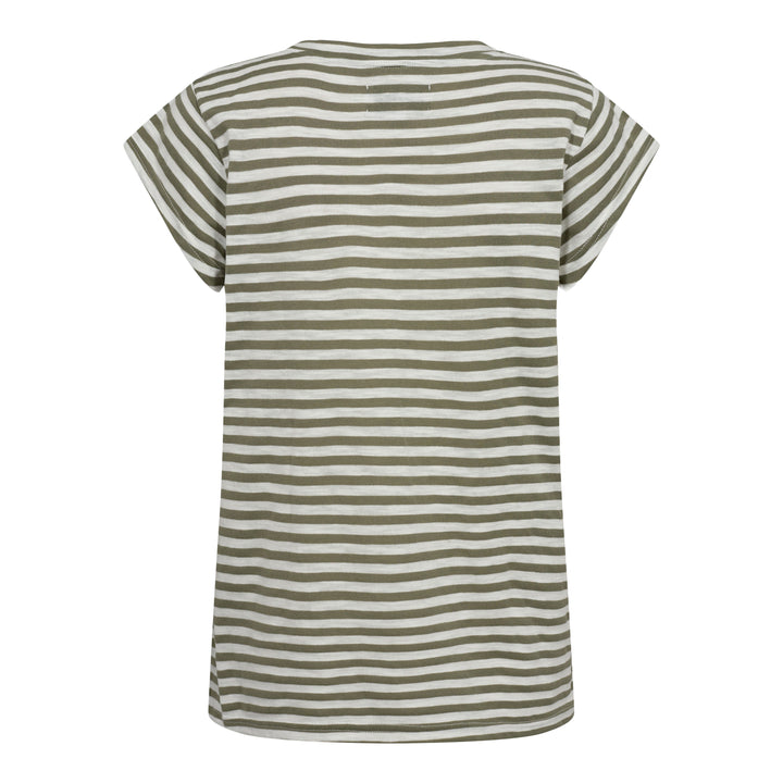 Forudbestilling - Liberte - Ulla-Stripe-Tshirt - Army White Stripe T-shirts 