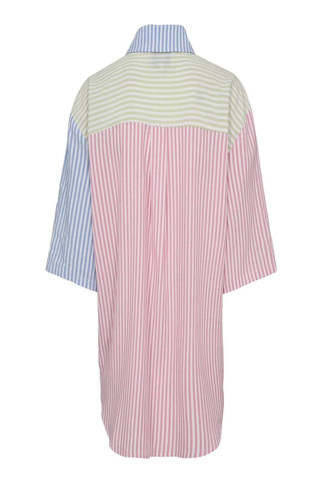 Forudbestilling - Liberte - Viola-Ss-Shirt - Mint Blue Pink Stripe Skjorter 