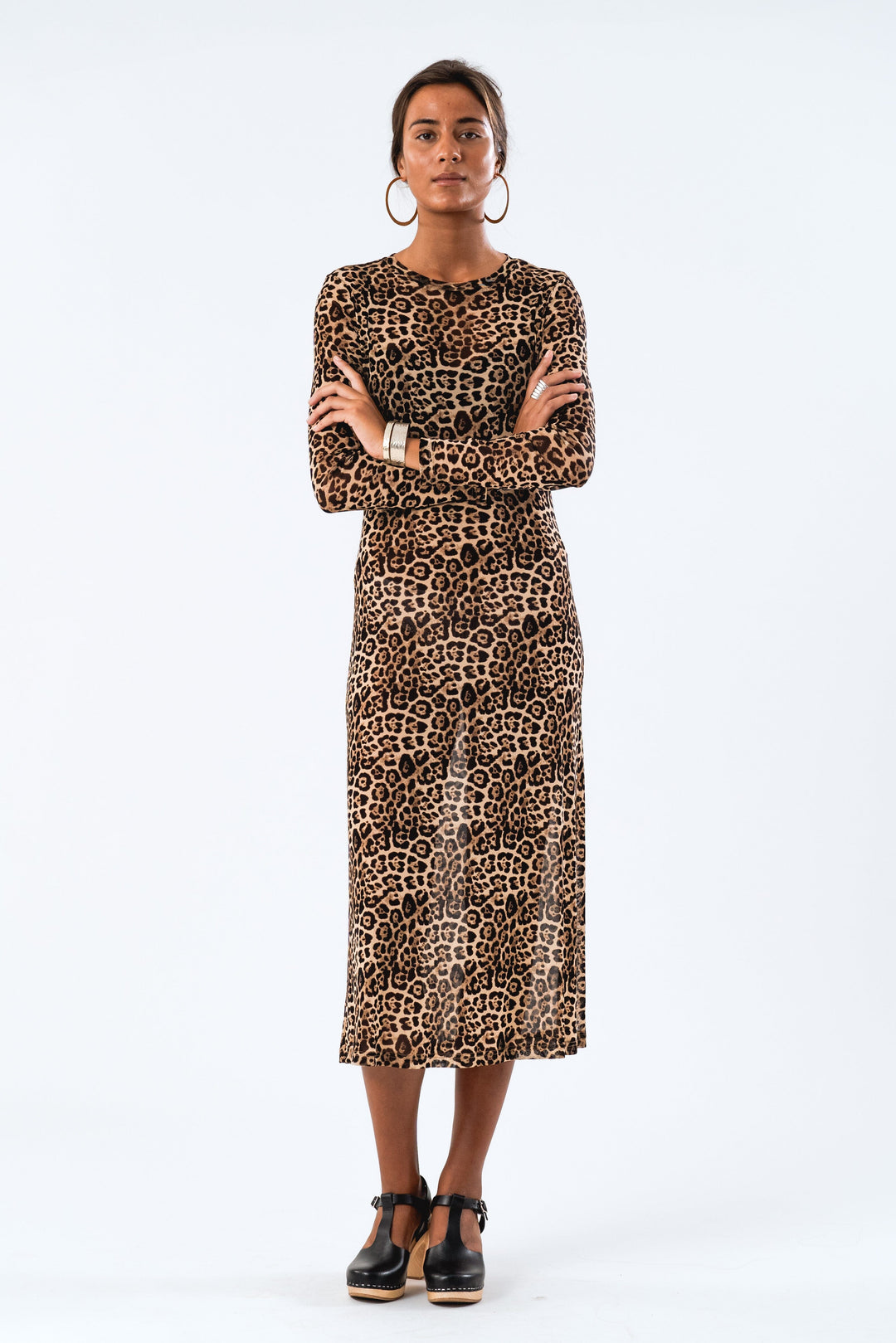 Forudbestilling - Lollys Laundry - Loganll Maxi Dress Ls - 72 Leopard Print Kjoler 